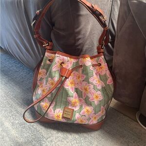 Dooney & Bourke Green and Pink Floral Shoulder Bag